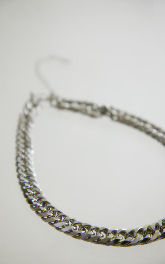 Silver Extreme Interlocking Flat Chain Necklace