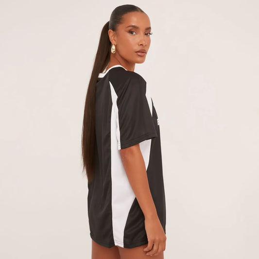 Oversized Jersey Football Shirt In Black