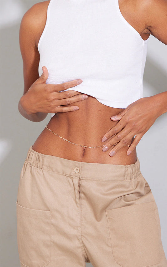 Gold Ball Detail Simple Belly Chain