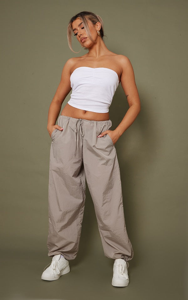 White Brushed Cotton Ruched Tube Top