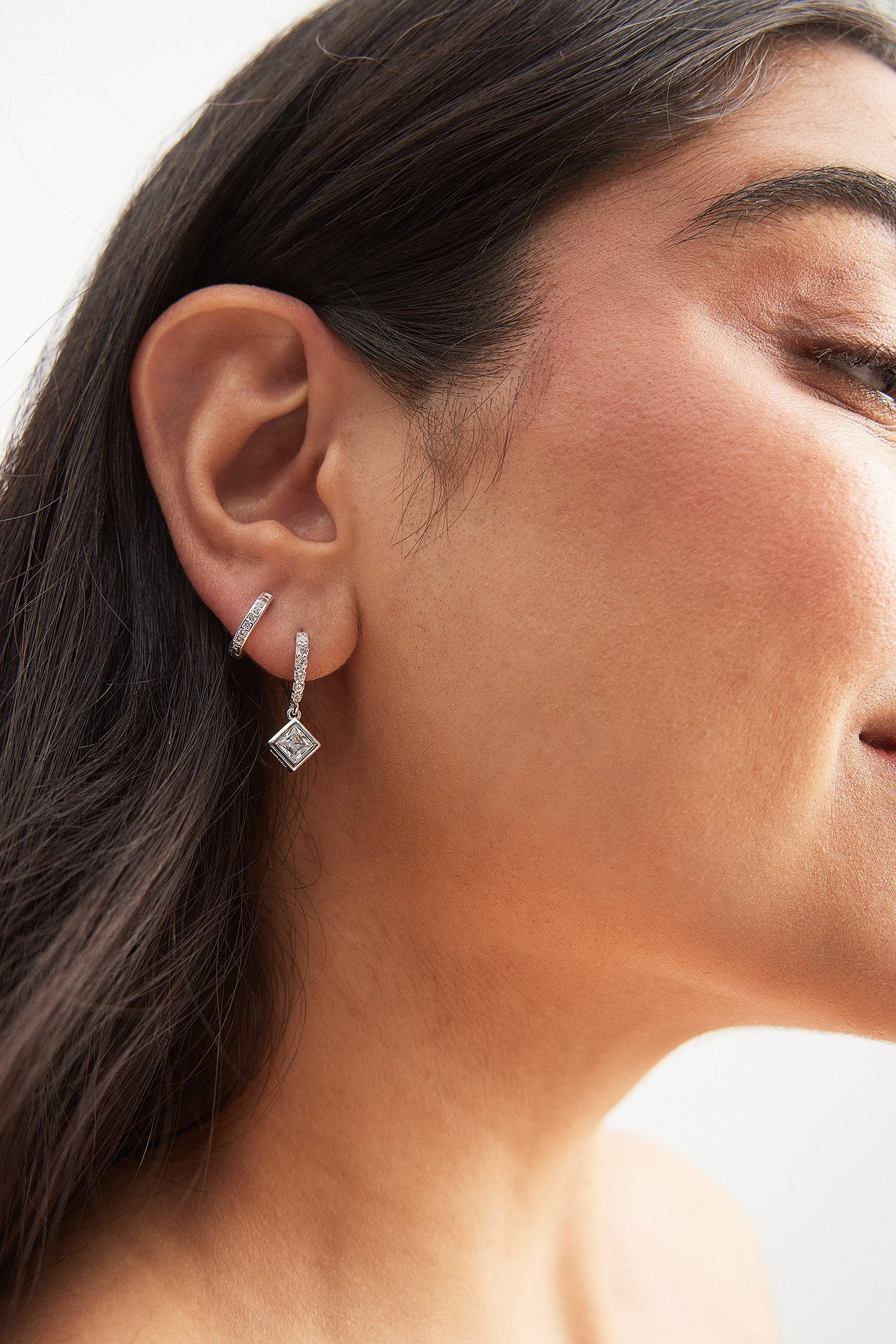 2-Pack Silver Plated Pendant Hoops Silver