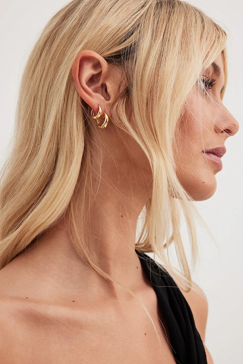 2-pack 18k Gold Plated Basic Chubby Hoops