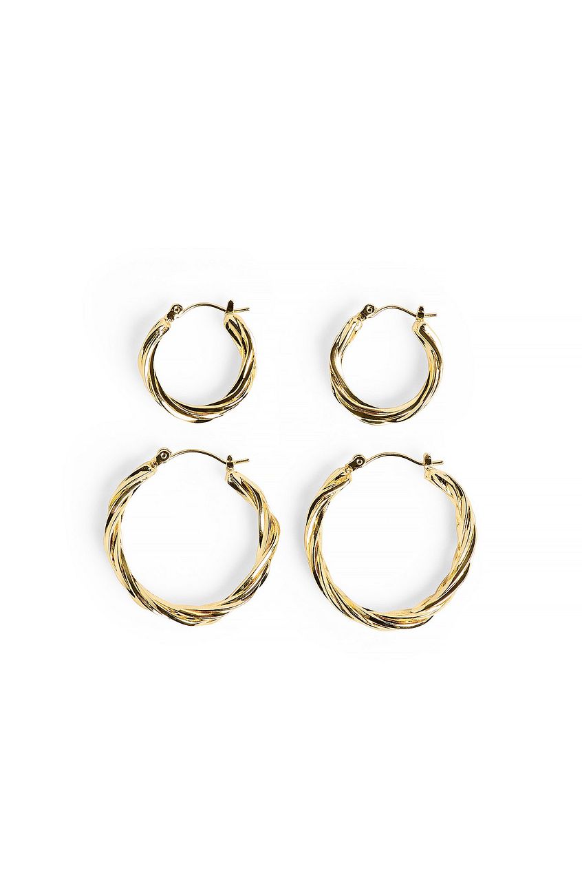 2-Pack Gold Plated Braided Hoops