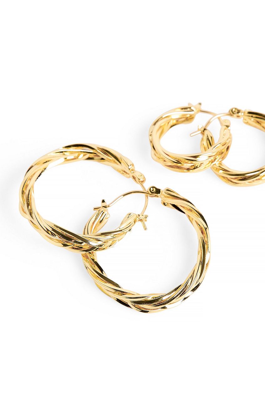 2-Pack Gold Plated Braided Hoops