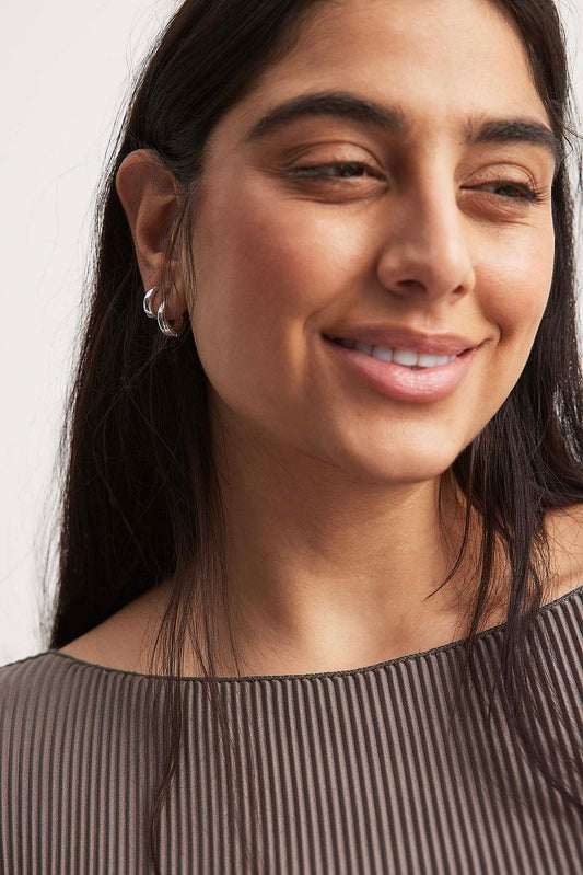 2-Pack Silver Plated Basic Chubby Hoops