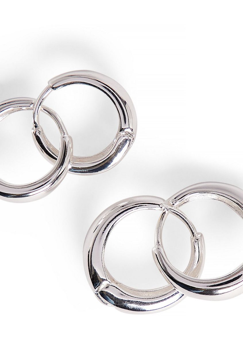 2-Pack Silver Plated Basic Chubby Hoops
