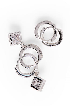 2-Pack Silver Plated Pendant Hoops Silver
