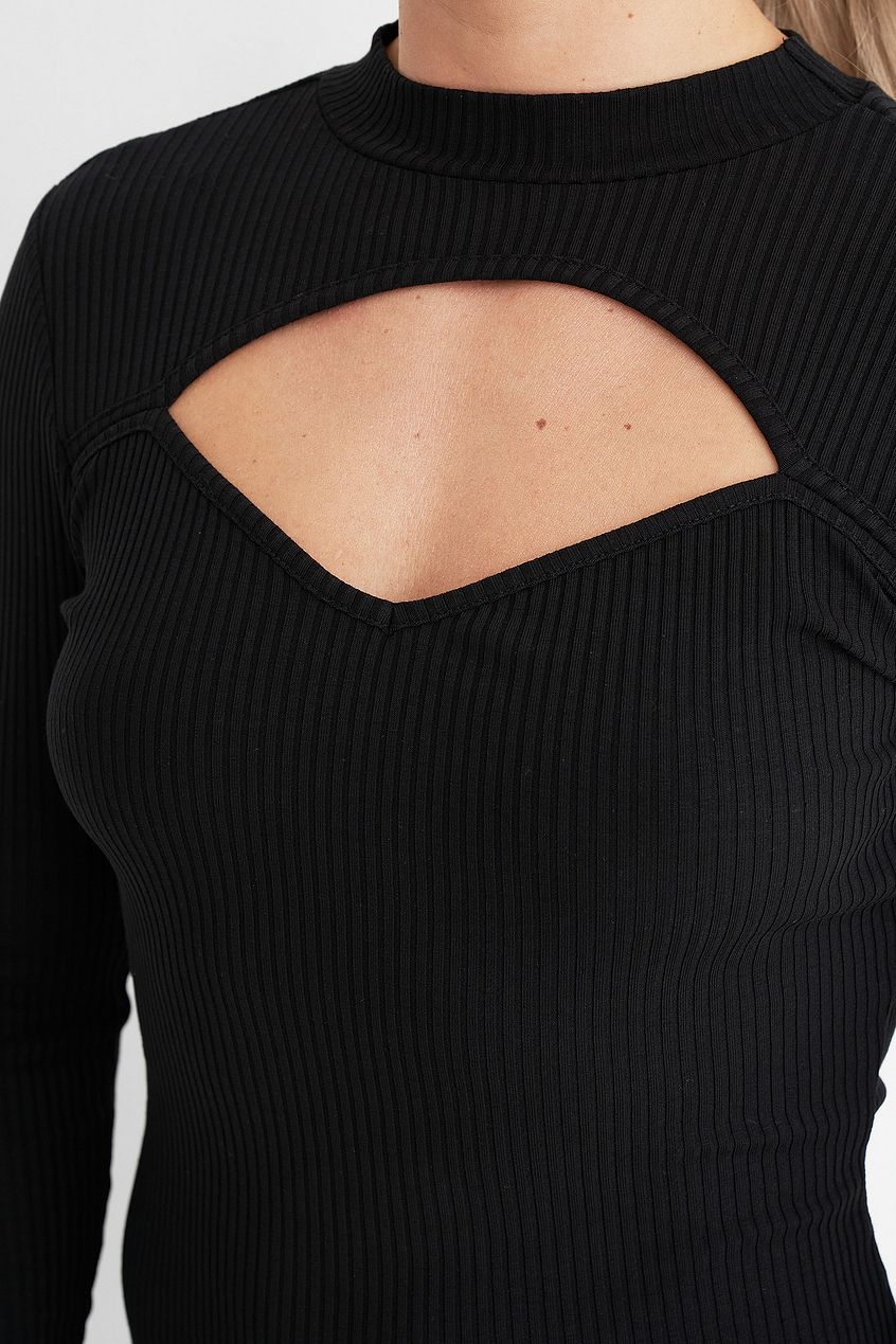 Cut Out Ribbed Slit Dress