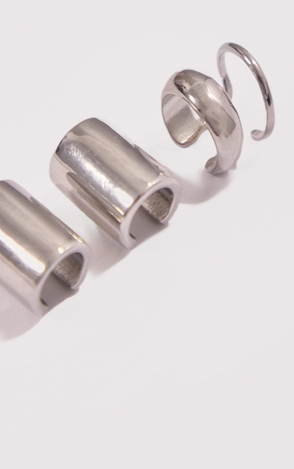 Silver Chunky Ear Cuff Multipack