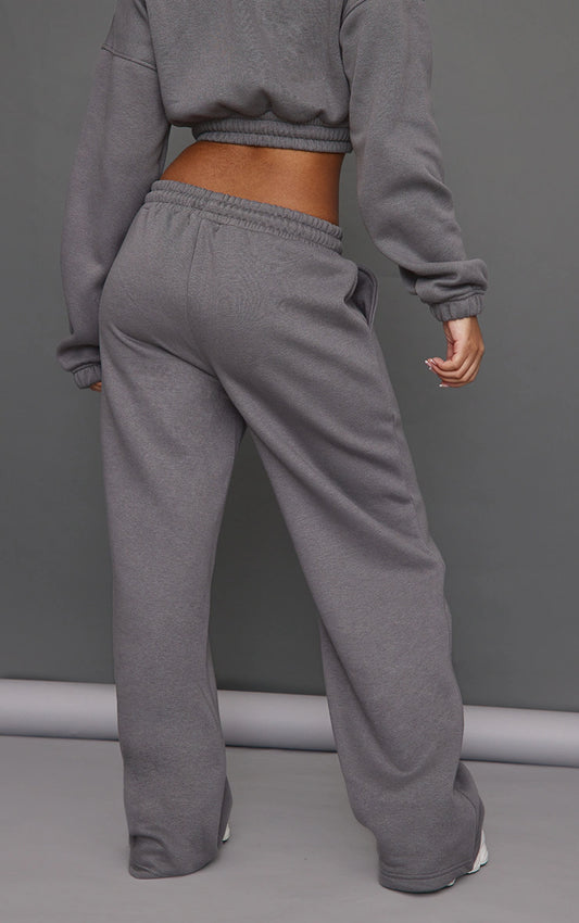 PETITE STEEL BLUE WIDE LEG SEAM DETAILED SWEATPANTS