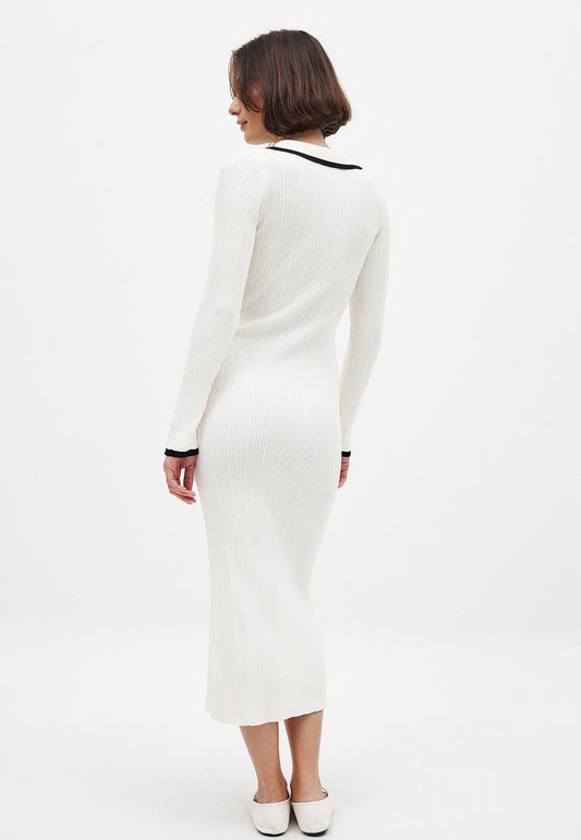 Na-kd CONTRAST BUTTON MIDI - Maxi dress - white