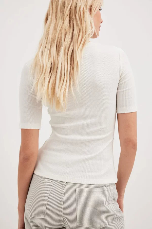 Round Neck Ribbed Top