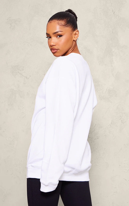 White Oversized Fitting Sweatshirt