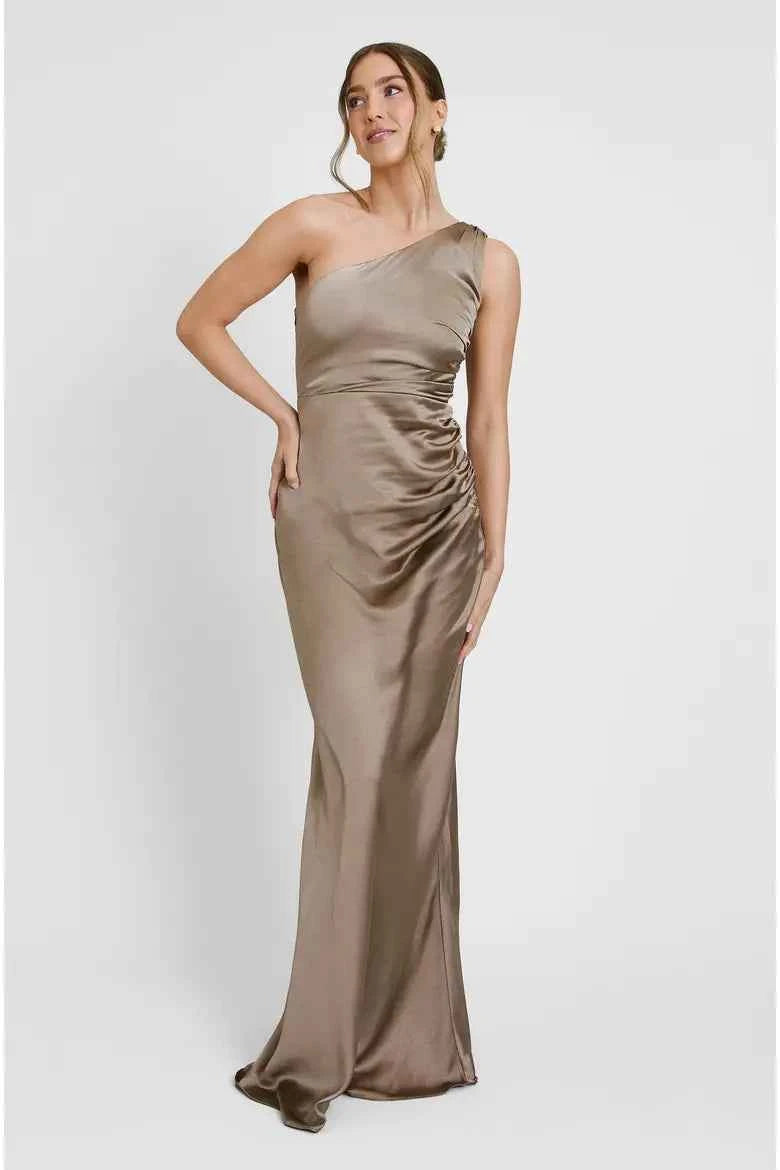 Six stories - One Shoulder Gathered Bridesmaid Dress truffle