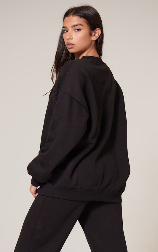 Black Longline Oversized Sweatshirt