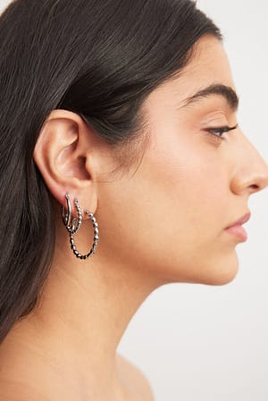 3-pack Mixed Hoops Earrings Silver
