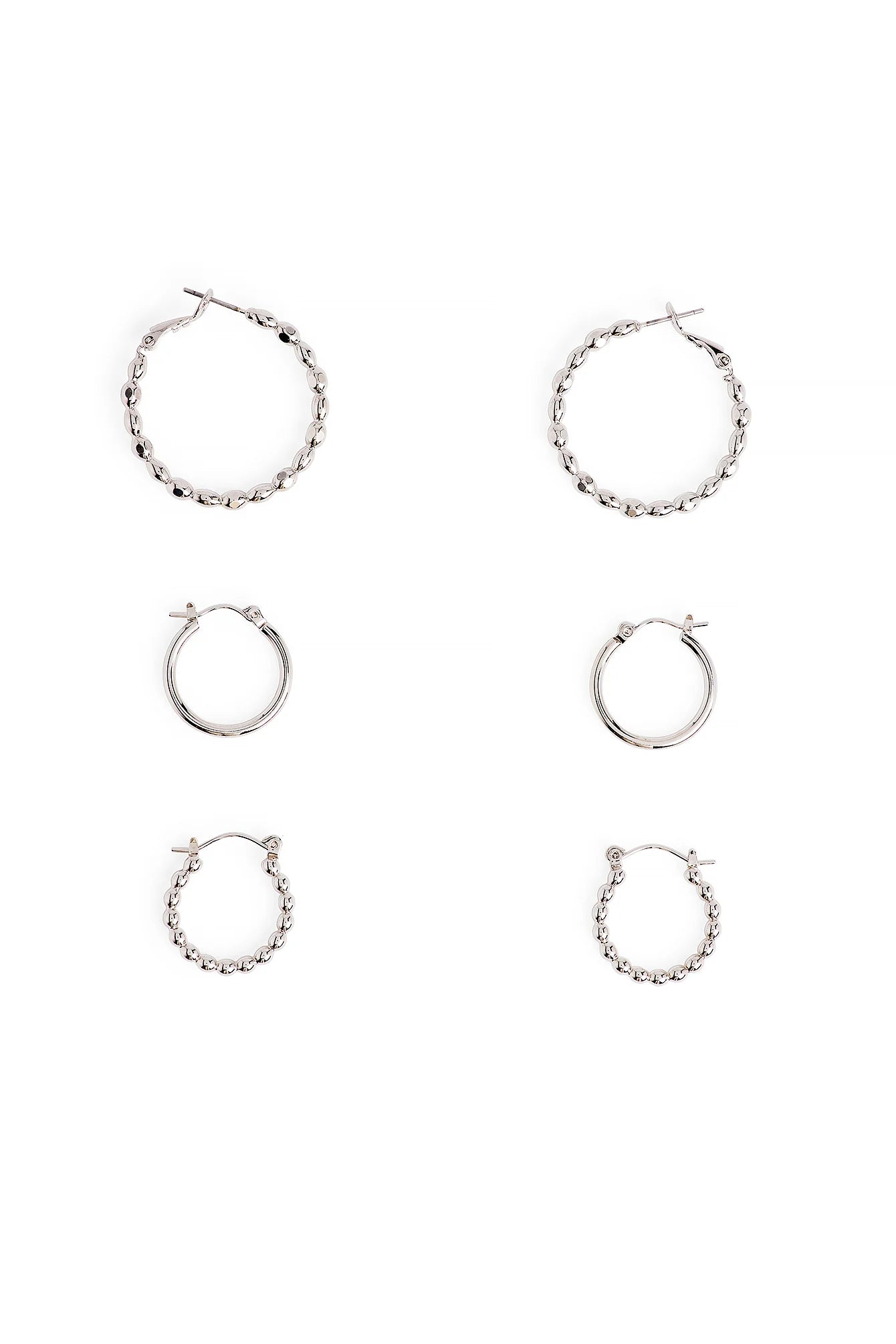 3-pack Mixed Hoops Earrings Silver