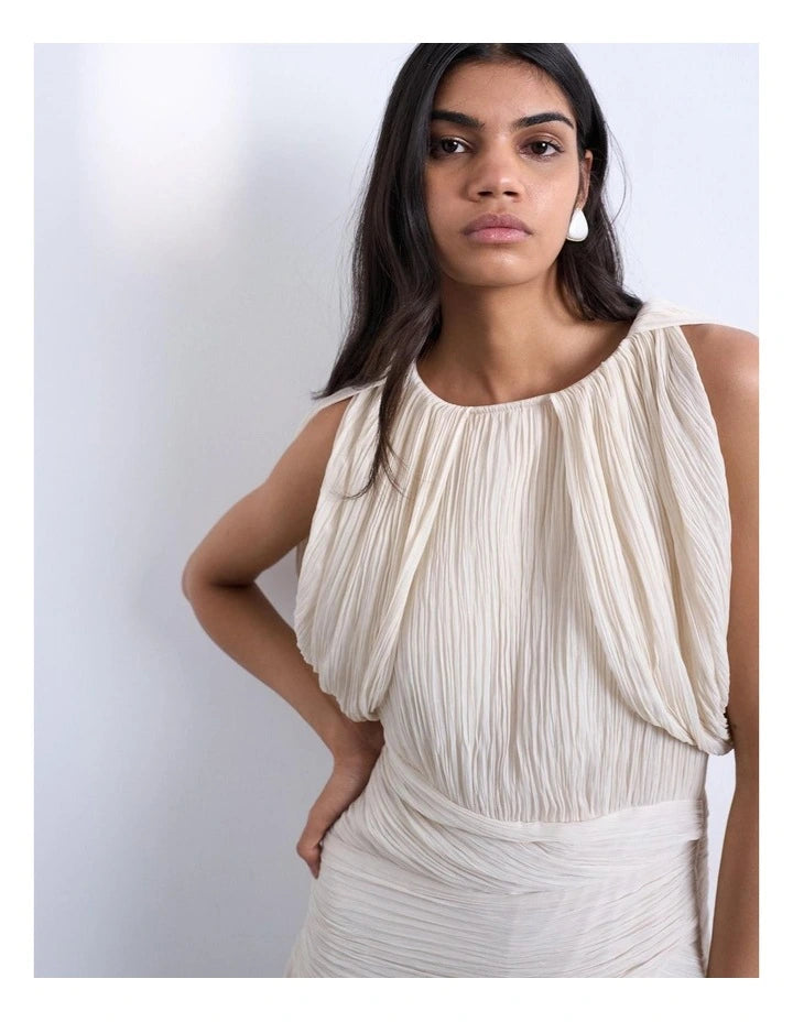 Topshop - sculptural drape mini dress in cream