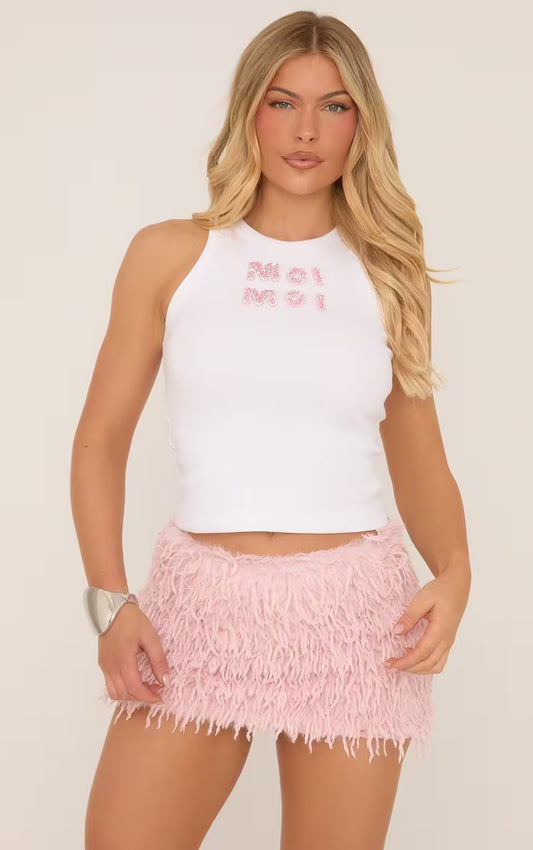 Ego - Pink diamante moi moi slogan sleeveless top