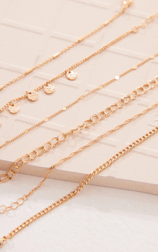 Gold Mixed Chain Charm Detail Bracelet Multipack