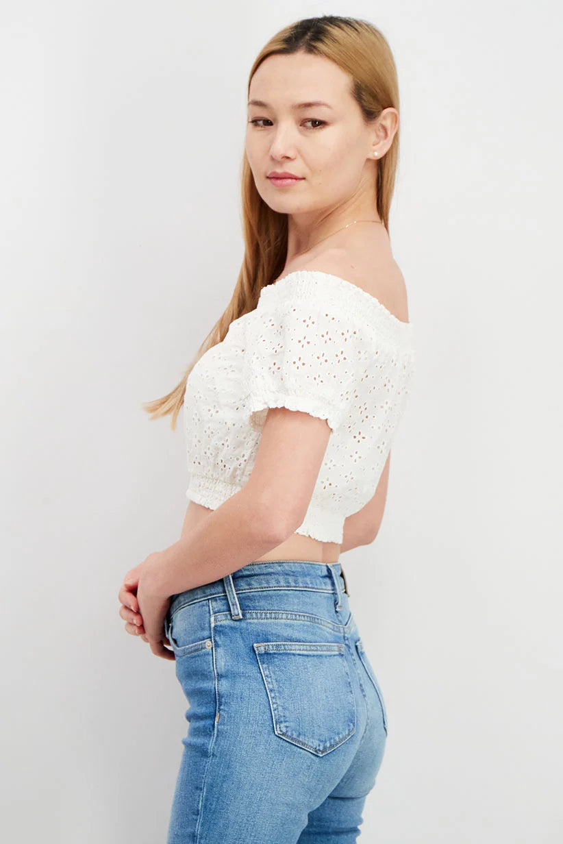 Off Shoulder neck Short Sleeve Crochet Top