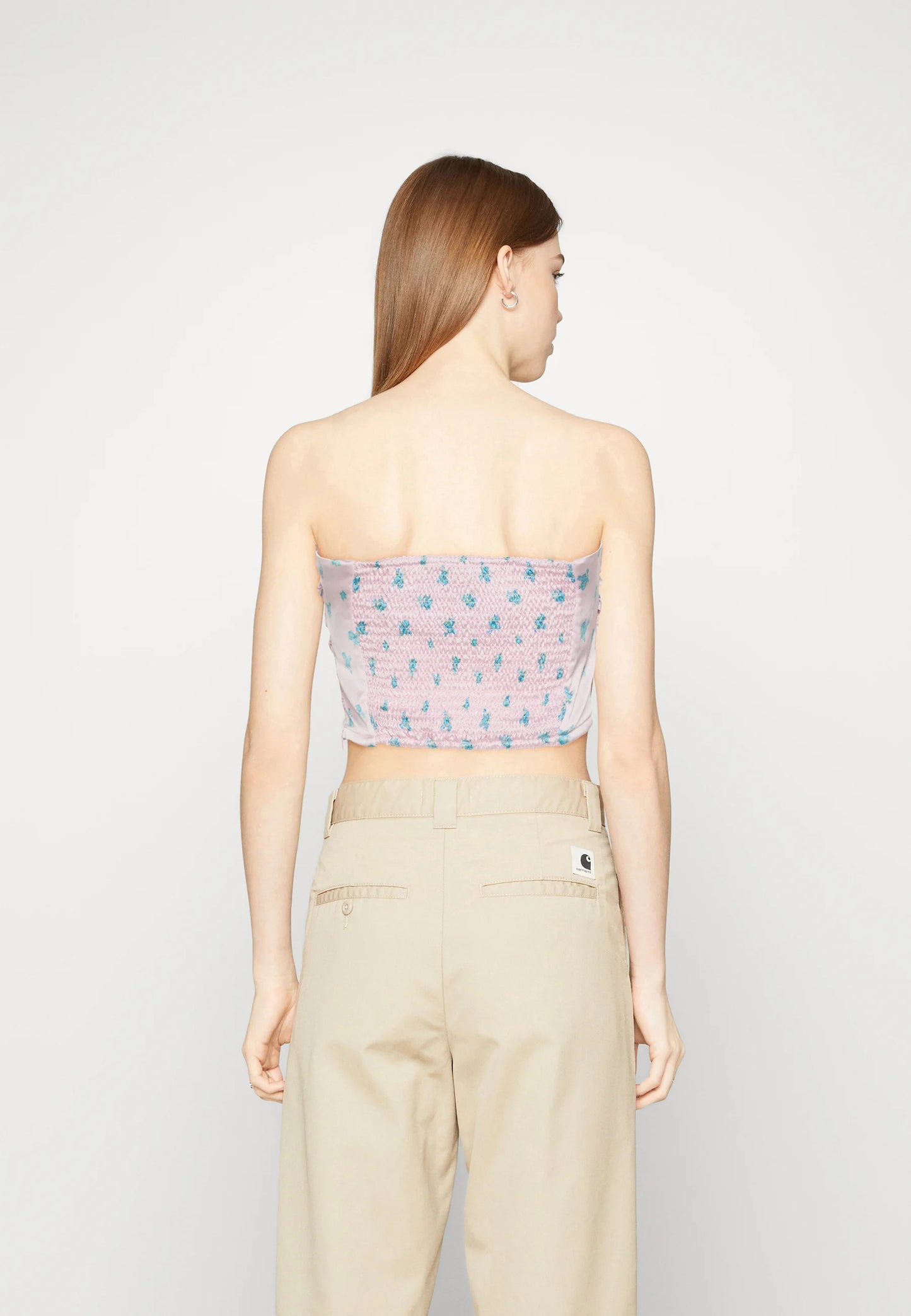 Pleated tube top blue flower
