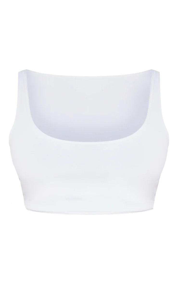 Shape White Slinky Square Neck Crop Top