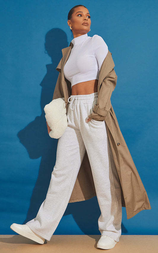 Grey Oversized Drawstring Wide Leg Sweatpant