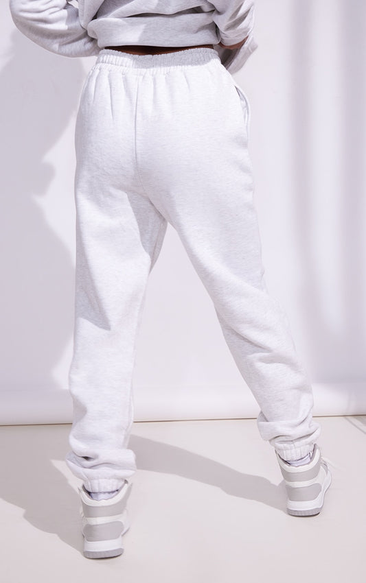 Premium Heather Grey Sports Academy Puff Print Oversized Sweatpants