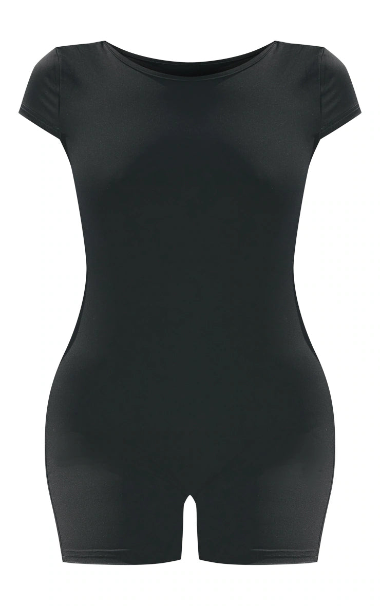 Black Cap Sleeve Sculpt Gym Unitard