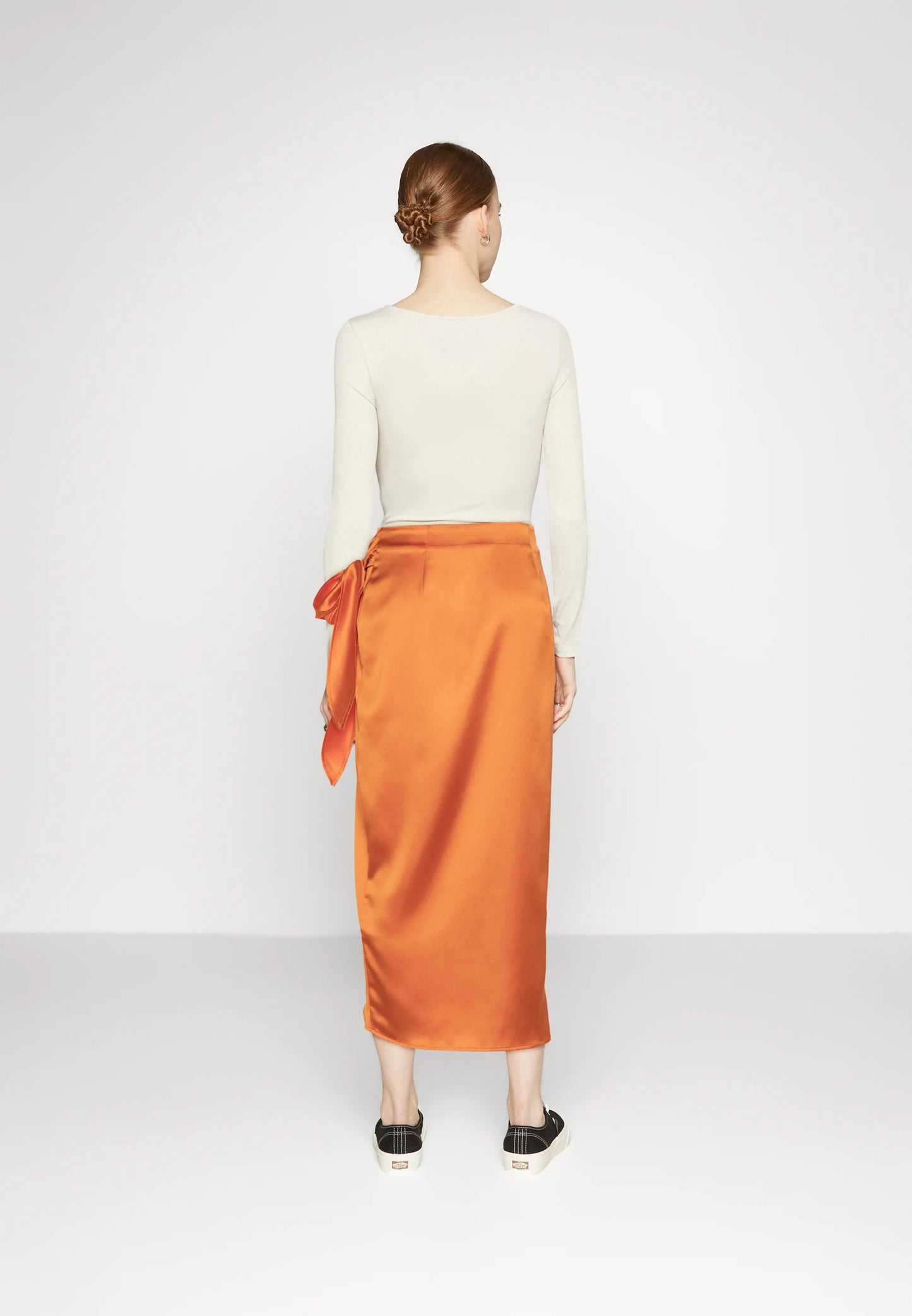 Satin Wrap Midi Skirt