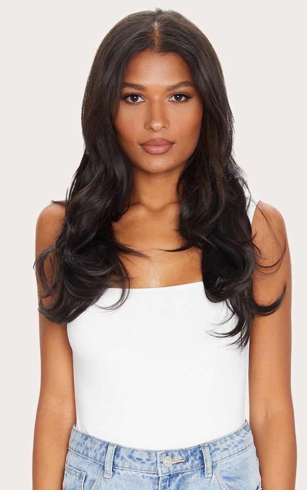 Plt - Lullabellz Super Thick 16" 5 Piece Blow Dry Wavy Clip In Hair Extensions Natural Black