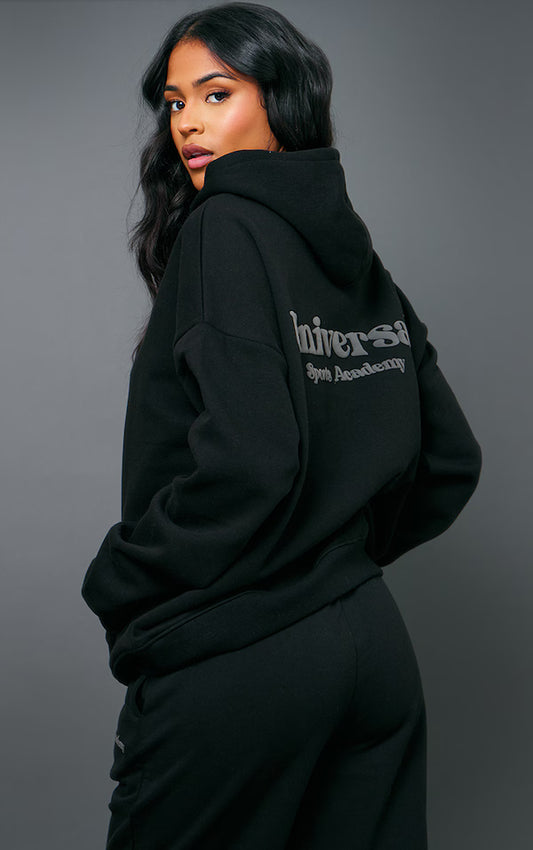 Tall Black Premium Sports Academy Puff Print Oversized Hoodie