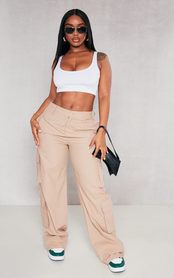 Shape White Slinky Square Neck Crop Top