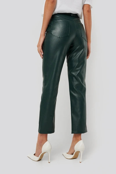 Belted Pu Leather Pants