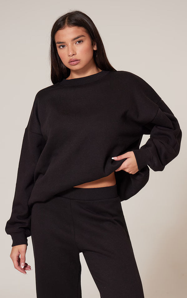 Black Longline Oversized Sweatshirt