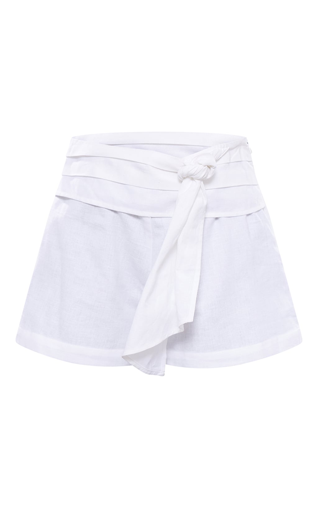 White Linen Look Textured Shorts & One Shoulder Bralet SET