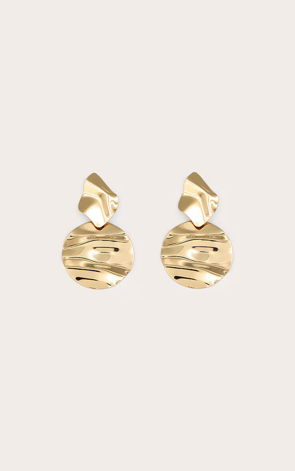 Gold Abstract Disc Statement Earrings