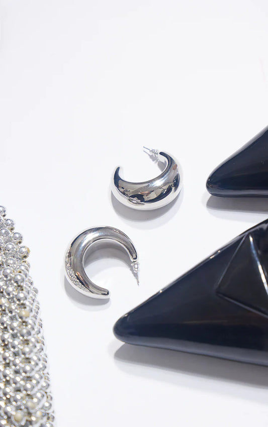 Silver Curved Hoop Earrings