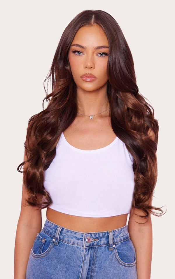 Lullabellz Thick 20` 1 Piece Curly Clip In Hair Extensions Chestnut