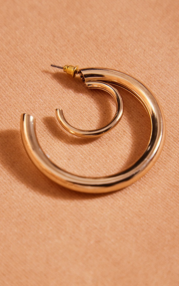 Gold Double Layered Hoop Earring