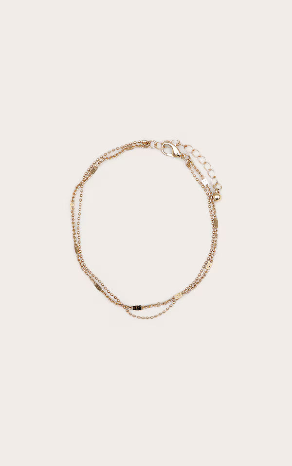 Gold Double Chain Layer Anklet