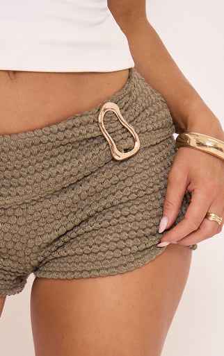 Ego - Low Rise Gold Trim Fold Over Shorts In Green