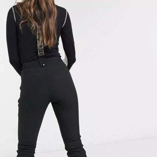 Ladies Size 12 Topshop Sno Ski Black Ski Pants Salopettes With Braces Bnwt