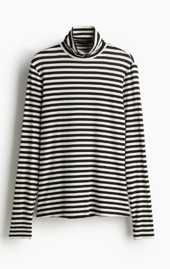 H&M - Black/white striped Turtleneck Top