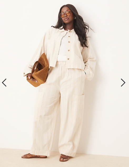 ASOS DESIGN Curve cotton barrel leg trousers