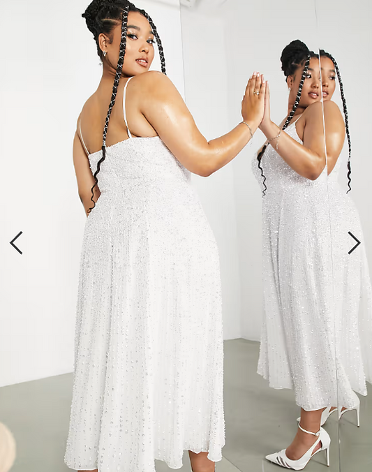 ASOS DESIGN Curve Eva embellished cami midi wedding dress