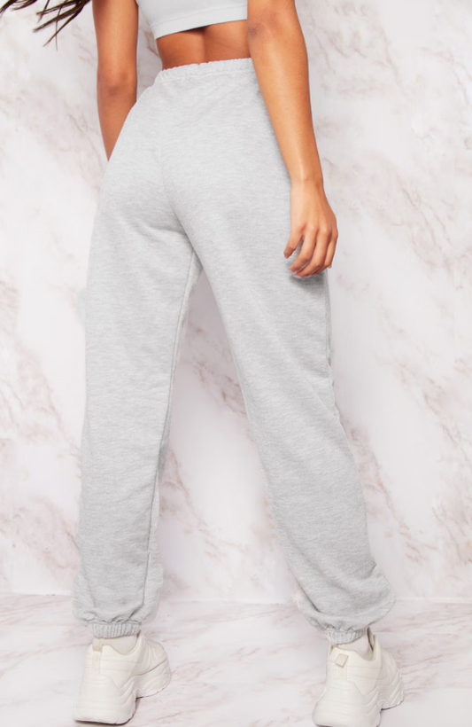 Grey Basic Cuffed Hem Sweatpants