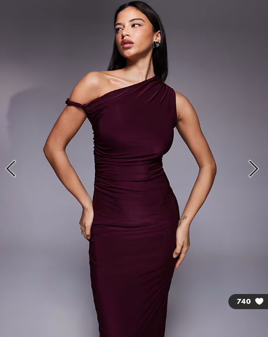 Kaiia exclusive double layered slinky twist off shoulder bodycon maxi dress in dark cherry