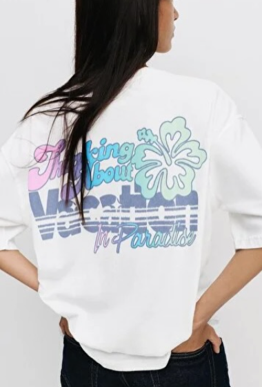Pull&Bear Hibiscus flower t-shirt in ice